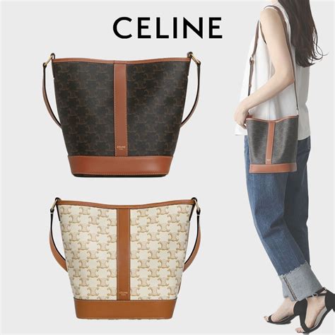 celine canvas bucket bag.